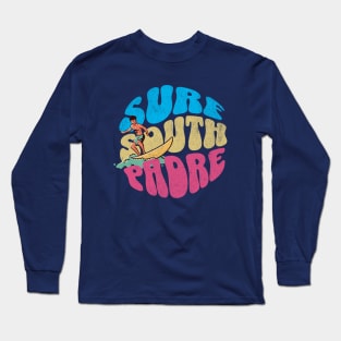 Surf South Padre Island Texas Vintage Surfboard Surfing Long Sleeve T-Shirt